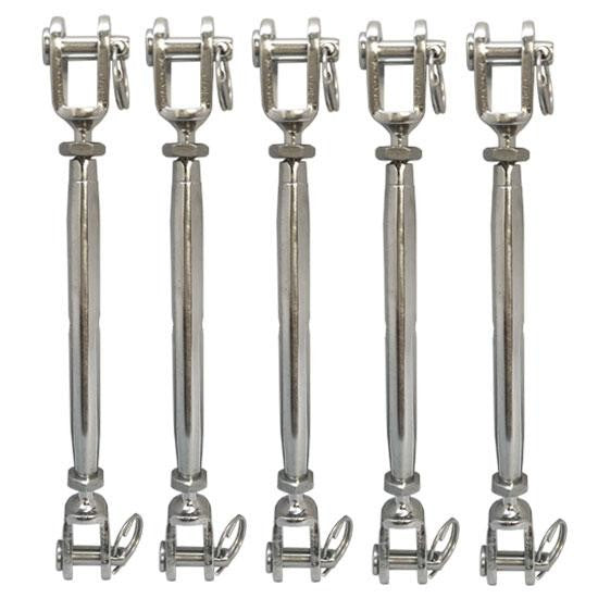 5 PC Marine Stainless Steel 3/8" Closed Body Turnbuckle JAW JAW Rigging 700 Lbs Cap