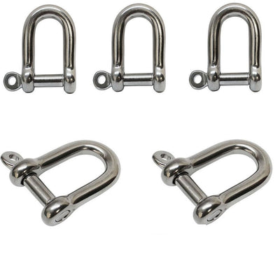 5 PC Stainless Steel 1/4" DEE Shackle D Paracord Anchor Rigging Marine Boat SS