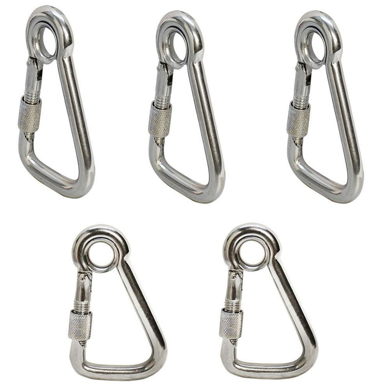 5 PC Stainless Steel 3/8" Marine Carabiner Spring Snap Hook Eyelet Screw Nut