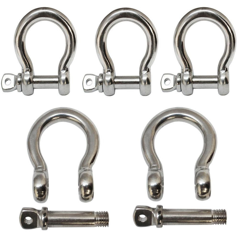 5 PC Stainless Steel 5/16" Commercial Bow Shackle Paracord Boat Anchor Rigging