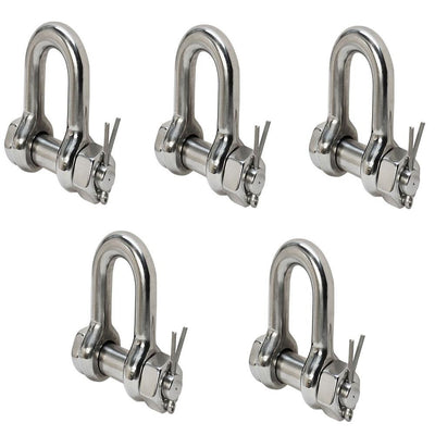 5 PC Stainless Steel 5/16'' Marine Bolt Screw Pin Chain Shackle D Anchor 1300 LB