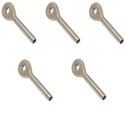 5 PC Swage Eye Terminal End for 1/8" Wire Rope Solid Stainless Steel 316 Grade