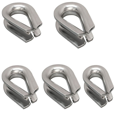 5 PCS 1/8" Wire Rope Thimble Stainless Steel Marine Cable Shade Sail Heavy Duty