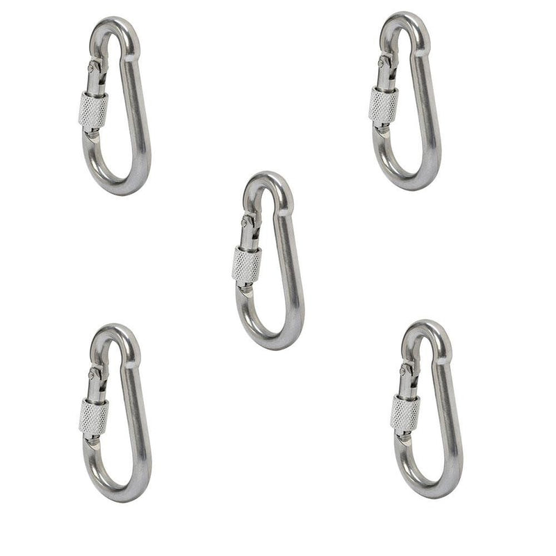 5 PCS 5/16" Spring Snap Hook with Locking Screw Solid 316 Stainless Steel