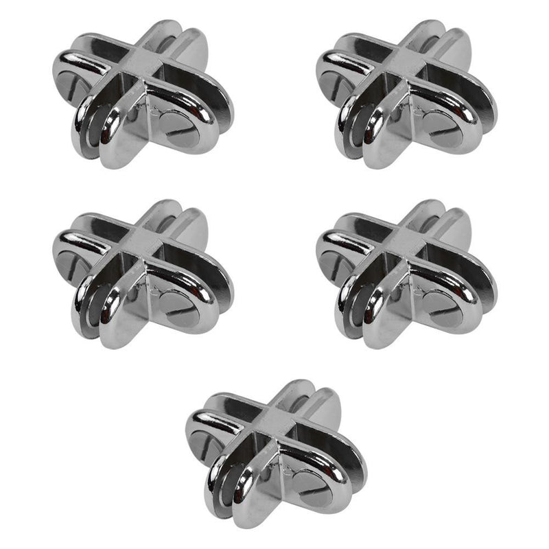 5 Pcs Chrome Metal 4 Way Glass Shelf Connector 3/16" Tempered Glass Cube