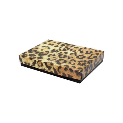 5-3/8" x 3-7/8" x 1" Jewelry Gift Boxes Cotton Filled Batting Cardboard Box Leopard Print Set 10 PC