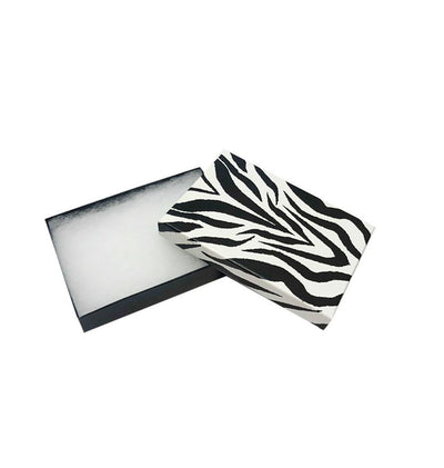 5-3/8x 3-7/8 Zebra Animal Print Cotton Filled Batting Gift Boxes Jewelry- 100Pc