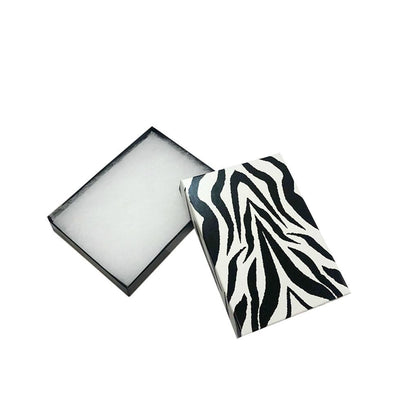 5-3/8x 3-7/8 Zebra Animal Print Cotton Filled Batting Gift Boxes Jewelry- 100Pc