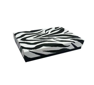 5-3/8x 3-7/8 Zebra Animal Print Cotton Filled Batting Gift Boxes Jewelry- 100Pc