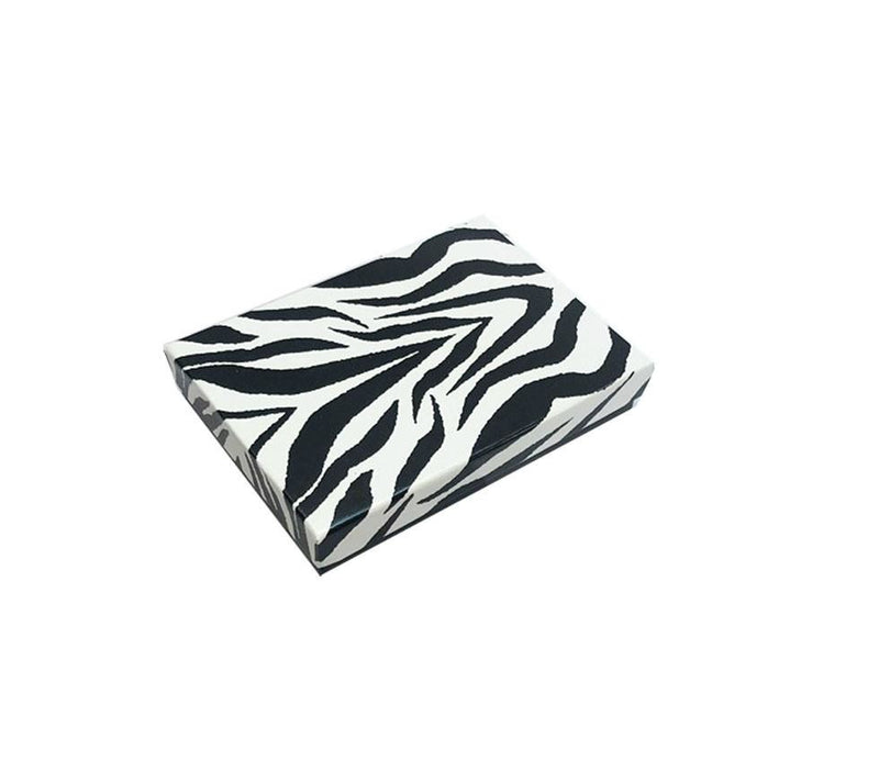 5-3/8x 3-7/8 Zebra Animal Print Cotton Filled Batting Gift Boxes Jewelry- 100Pc