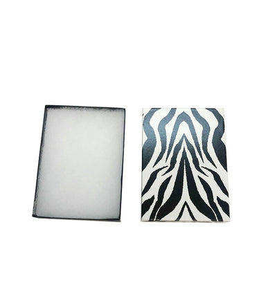 5-3/8x 3-7/8 Zebra Animal Print Cotton Filled Batting Jewelry Gift Boxes - 10Pc