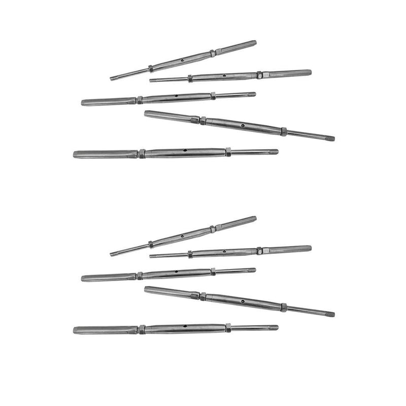 Stainless Steel T316 5/16" Threaded Rod Swage Stud For 1/4" Cable Railing - 10 Pc