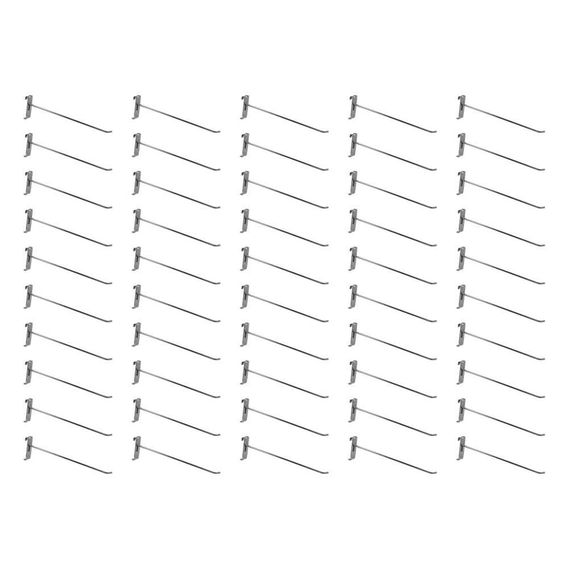 50 PC 12" Chrome Long Grid Wall Metal Hooks Display For Use W/ Gridwall Panels