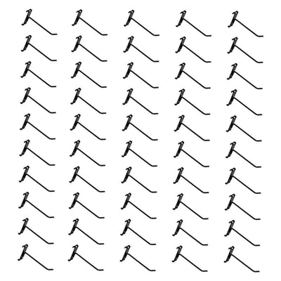 50 PC 6" Gloss Black Grid Wall Metal Hooks Display For Use W/ Gridwall Panels