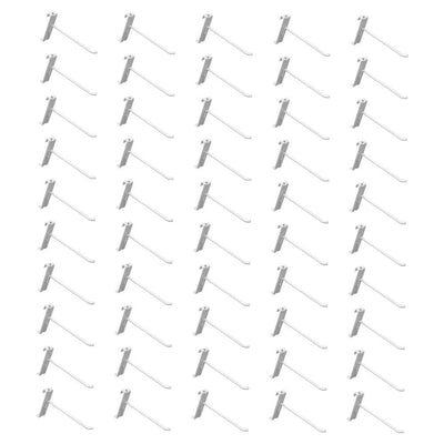50 PC 6" Gloss White Grid Wall Metal Hooks Display For Use W/ Gridwall Panels