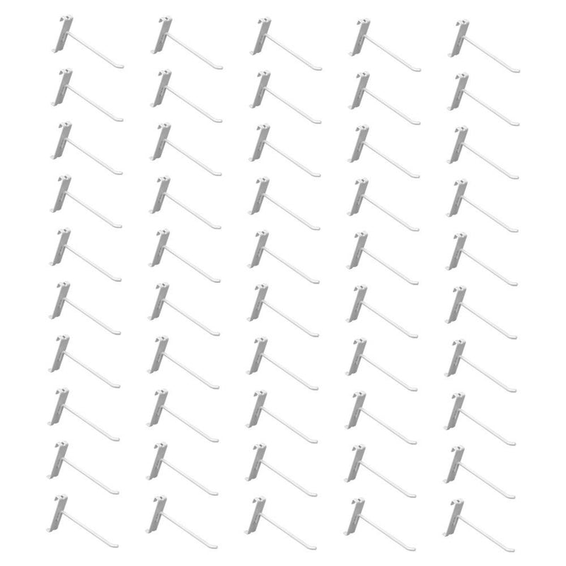 50 PC 6" Gloss White Grid Wall Metal Hooks Display For Use W/ Gridwall Panels