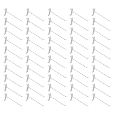 50 PC 8"Gloss White Grid Wall Metal Hooks, Display For Use W/ Gridwall Panels