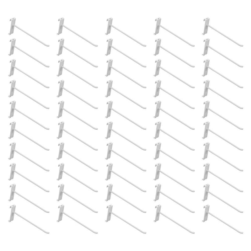 50 PC 8"Gloss White Grid Wall Metal Hooks, Display For Use W/ Gridwall Panels
