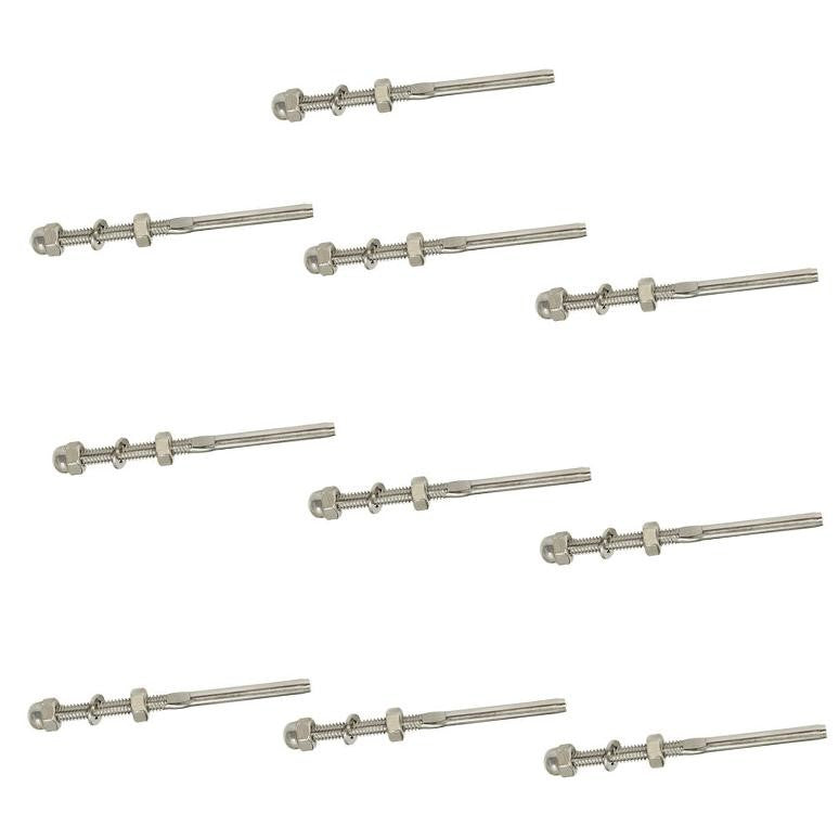50 PC Stainless Steel Right Hand Swage Threaded Stud End Fittings for 1/4" Cable Railing