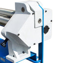 Manual 50 inch sheet metal slip roll with steel rollers and hand crank handle.