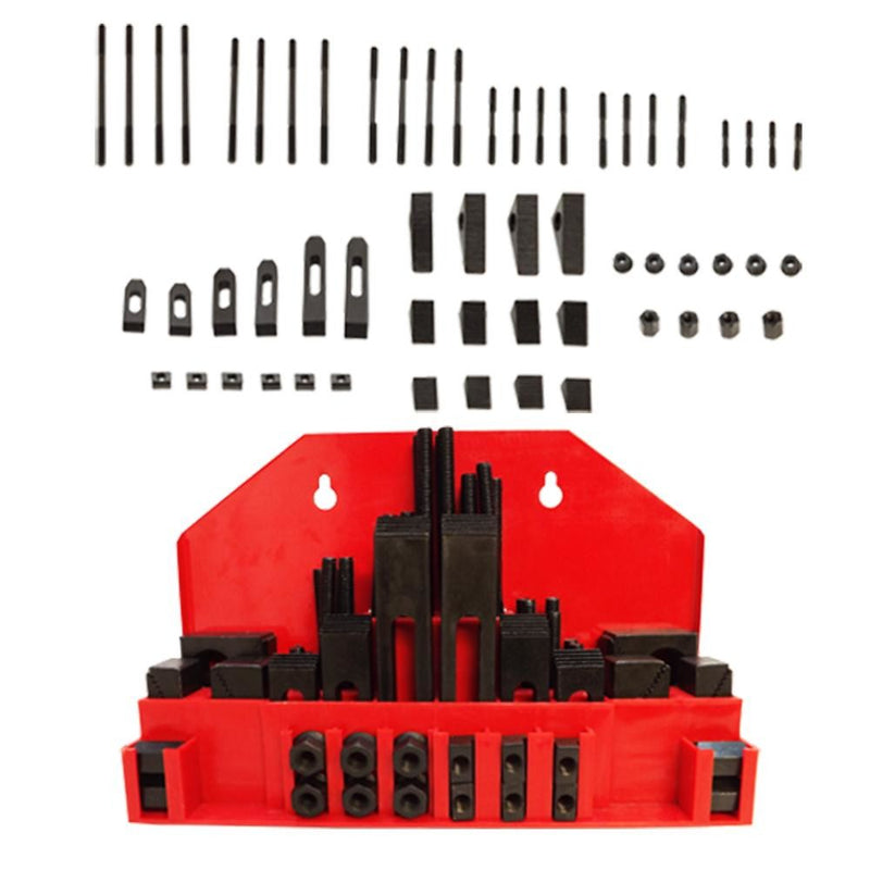 52 PC Clamping Kit T-Slot 1/2" End Clamp Flange Coupling Nut Step Block Set