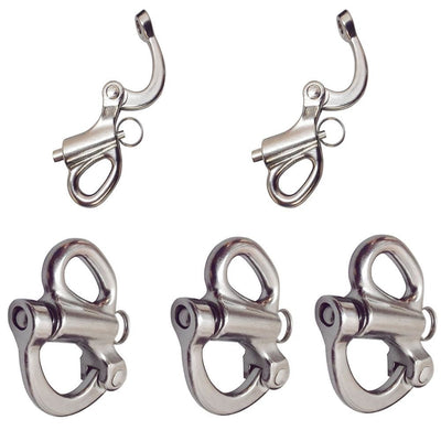 5PC Stainless Steel 316 Fixed Eye Snap Shackle 2" Sailboat Quick Release Locking