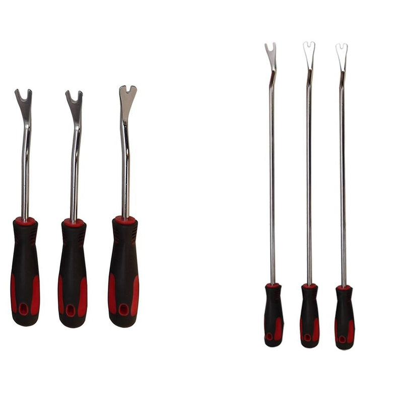 6 PC Door Panel Trim Removal Tool Set Dash Pry Bars U Notch Chrome Prying Bar