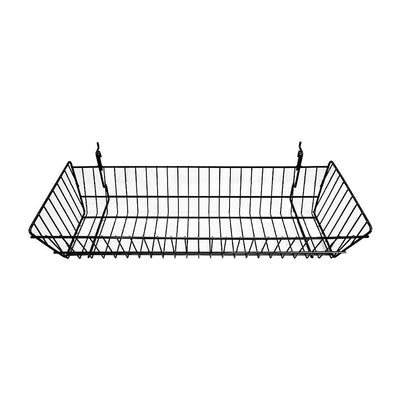 6 Pc Metal Wire Black Slatwall Gridwall Pegboard Large Double Sloping Basket Rack Fixture