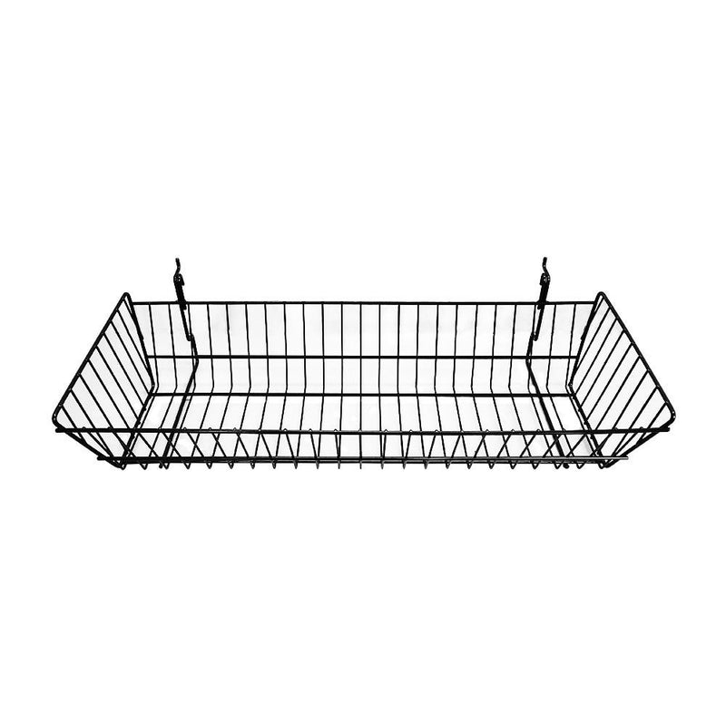 6 Pc Metal Wire Black Slatwall Gridwall Pegboard Large Double Sloping Basket Rack Fixture