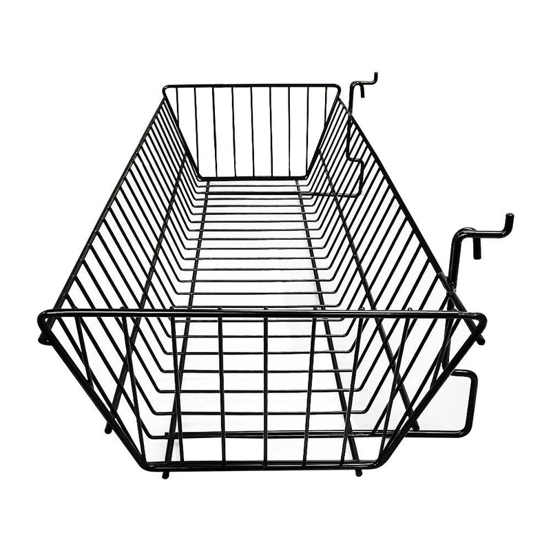 6 Pc Metal Wire Black Slatwall Gridwall Pegboard Large Double Sloping Basket Rack Fixture