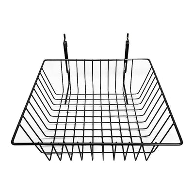 6 Pc Metal Wire Black Slatwall Gridwall Pegboard Small Double Sloping Basket Rack Fixture