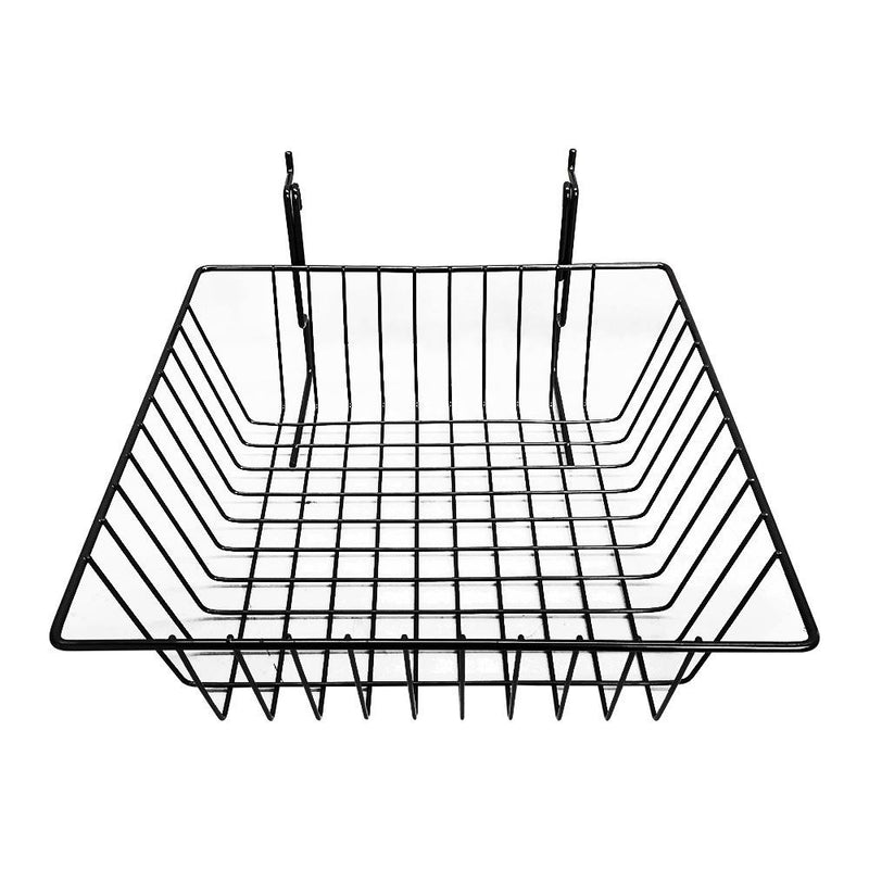 6 Pc Metal Wire Black Slatwall Gridwall Pegboard Small Double Sloping Basket Rack Fixture