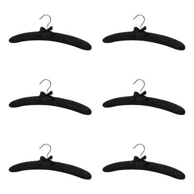 6 Pcs Smooth Satin Padded Hangers Black 15"L For Dress Lingerie Bridal Cloth Hanging