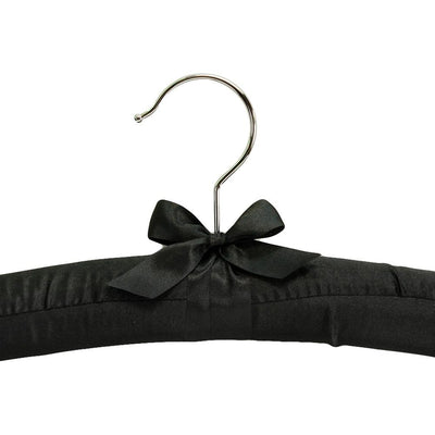 6 Pcs Smooth Satin Padded Hangers Black 15"L For Dress Lingerie Bridal Cloth Hanging