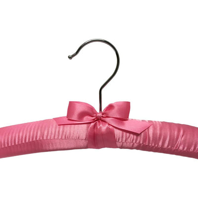 6 Pcs Smooth Satin Padded Hangers Pink 15"L For Dress Lingerie Bridal Cloth Hanging