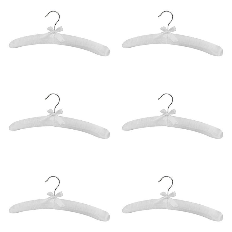 6 Pcs Smooth Satin Padded Hangers White 15"L For Dress Lingerie Bridal Cloth Hanging