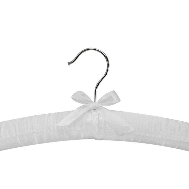 6 Pcs Smooth Satin Padded Hangers White 15"L For Dress Lingerie Bridal Cloth Hanging