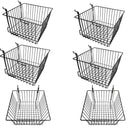 6Pc 12"x 12"x 8" Deep Basket Display Rack Black Metal Wire Slatwall Gridwall Pegboard