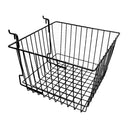 6Pc 12"x 12"x 8" Deep Basket Display Rack Black Metal Wire Slatwall Gridwall Pegboard
