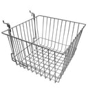 6Pc 12"x 12"x 8" Deep Basket Display Rack Chrome Metal Wire Slatwall Gridwall Pegboard