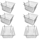 6Pc 12"x 12"x 8" Deep Basket Display Rack Chrome Metal Wire Slatwall Gridwall Pegboard