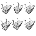 6Pc 12"x 6"x 6" Narrow Deep Basket Display Black Metal Wire Slatwall Gridwall Pegboard