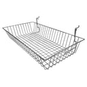 6Pc 24"x 12"x 4" Shallow Basket Display Rack Chrome Metal Wire Slatwall Gridwall Pegboard