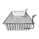 6Pc 24"x 12"x 4" Shallow Basket Display Rack Gloss Black Metal Wire Slatwall Gridwall Pegboard