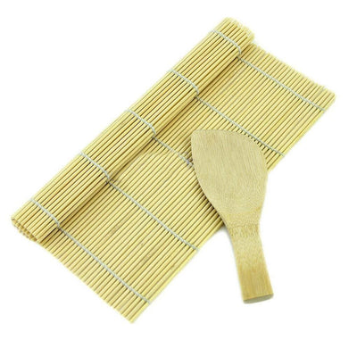 7 inch x 5 inch Hand Roll Bamboo Sushi Mat Maker Roller W/ Rice Paddle Japanese Asian