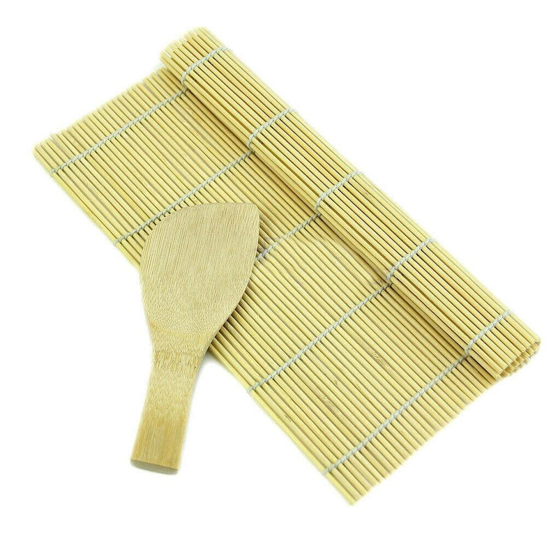7 inch x 5 inch Hand Roll Bamboo Sushi Mat Maker Roller W/ Rice Paddle Japanese Asian
