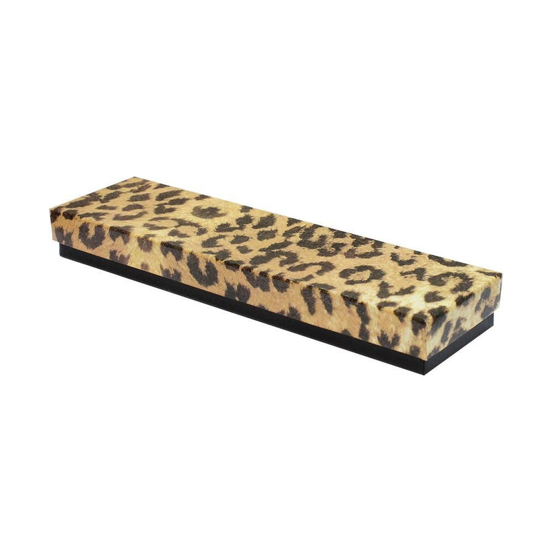 8" x 2"x 1" Jewelry Gift Boxes Cotton Filled Batting Cardboard Box Leopard Print Set 10 PC