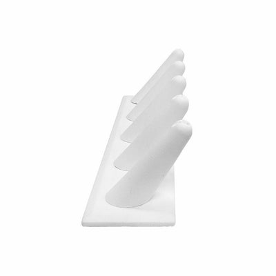 8''L x 2''W White Faux Leather Five Fingers Ring Display Jewelry Display Showcase