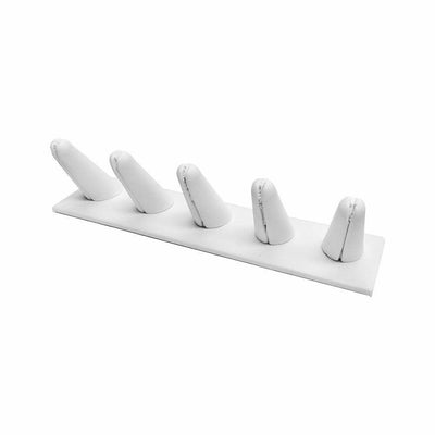 8''L x 2''W White Faux Leather Five Fingers Ring Display Jewelry Display Showcase