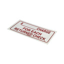 2 Pcs 9" x 4" Waterproof Plastic Retail Policy Notice, Durable Business Counter & Wall Display "Charge for Each Returned Check Store Sign"
